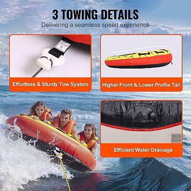 3-Person Water Tube with Drainage Opening, EVA Handles, and Foldable Design