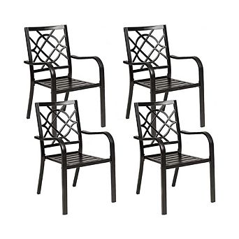 Wrought Iron Outdoor Stackable Chairs, Set of 4