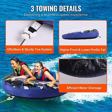 2-Person Inflatable Tube with Drainage Opening, EVA Handles, and Foldable Design