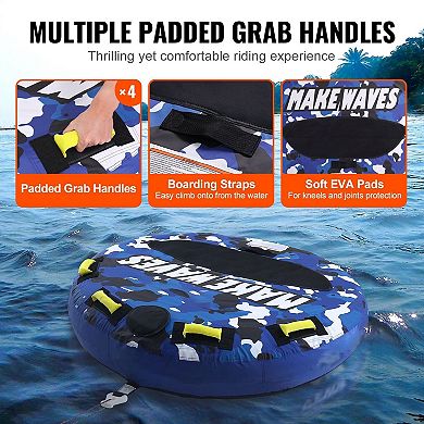 2-Person Inflatable Tube with Drainage Opening, EVA Handles, and Foldable Design