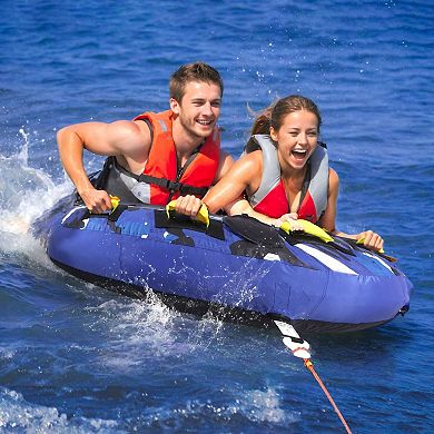 2-Person Inflatable Tube with Drainage Opening, EVA Handles, and Foldable Design