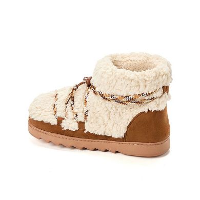 Women's Dearfoams Lace Up Teddy Boot Slippers