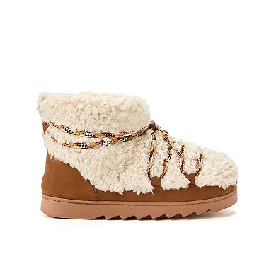 Women's Dearfoams Lace Up Teddy Boot Slippers