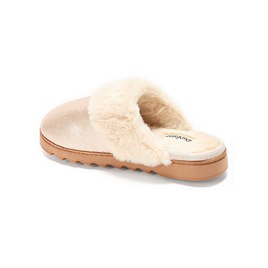 Women's Dearfoams Metallic Microsuede Open Back Scuff Slippers