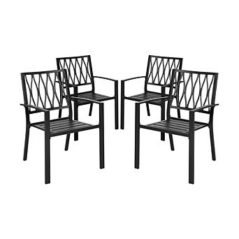 Metal Large Mesh Stackable Chairs, Set of 4