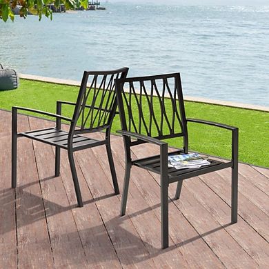 Metal Large Mesh Stackable Chairs, Set of 4