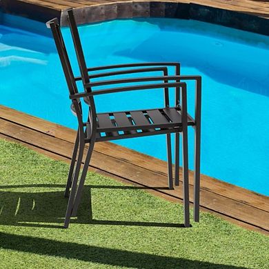 Metal Large Mesh Stackable Chairs, Set of 4