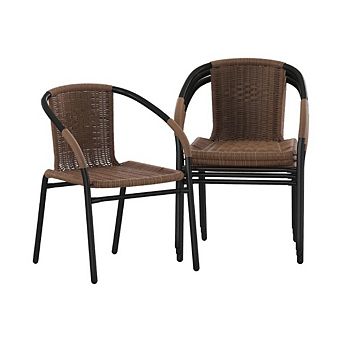 Modern Rattan Stackable Dining Chairs Set of 4