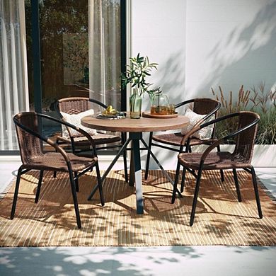 Modern Rattan Stackable Dining Chairs Set of 4