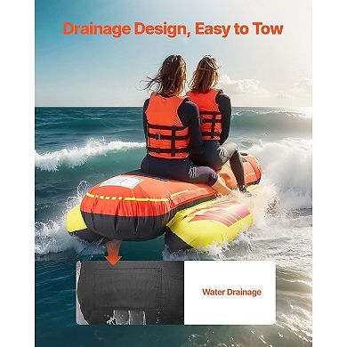3-Person Cylindrical Rocket Towable Tube with Padded Handles