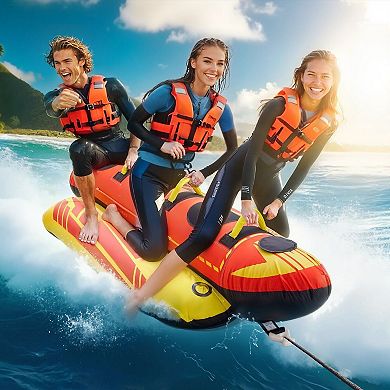 3-Person Cylindrical Rocket Towable Tube with Padded Handles