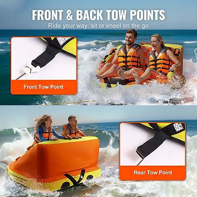 2-Person Inflatable Water Tube with Ultra-Wide Seat and Foldable Design