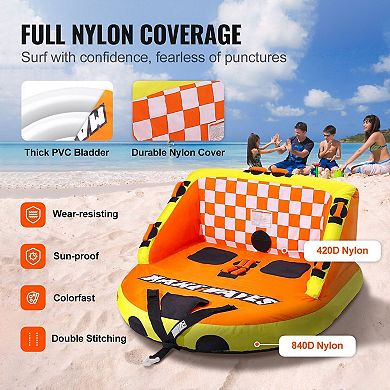 2-Person Inflatable Water Tube with Ultra-Wide Seat and Foldable Design