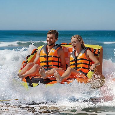 2-Person Inflatable Water Tube with Ultra-Wide Seat and Foldable Design