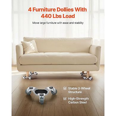 4 PCS Carbon Steel Dolly for Moving Sofas, Appliances, and Heavy Items