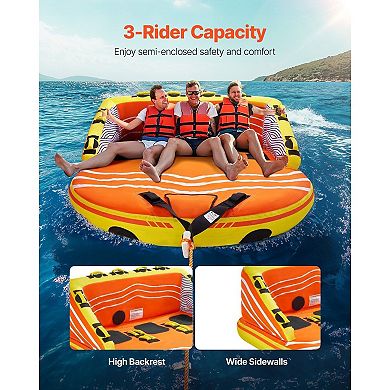 3-Person D-Shaped Couch Towable Tube with High Backrest and 16 Handles