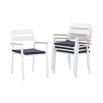 Aluminum Stackable Chairs with Armrest, Set of 4
