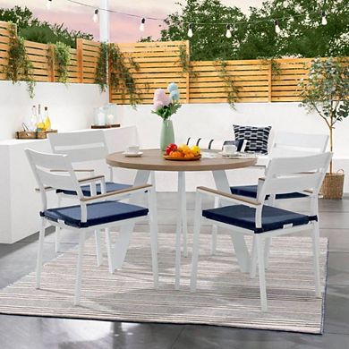 Aluminum Stackable Chairs with Armrest, Set of 4