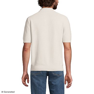 Men's Lands' End Short Sleeve Fine Gauge Sweater Polo