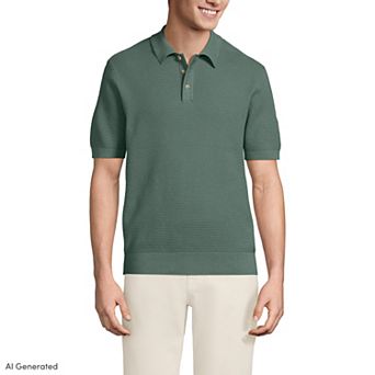 Men's Lands' End Short Sleeve Fine Gauge Sweater Polo