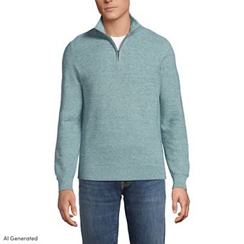 Men's Lands' End Long Sleeve Summer Weight Quarter Zip Sweater