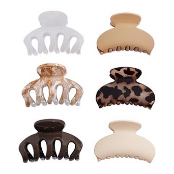 Emberly 6-Pack Neutral & Marble Hair Clips