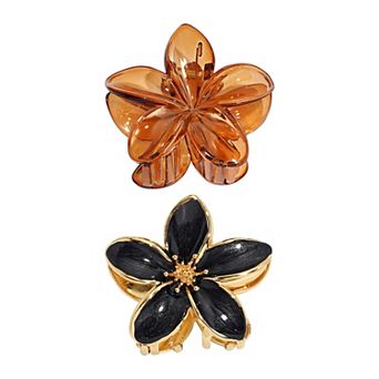 Emberly 2 pc Metal Flower Claw Hair Clip Set