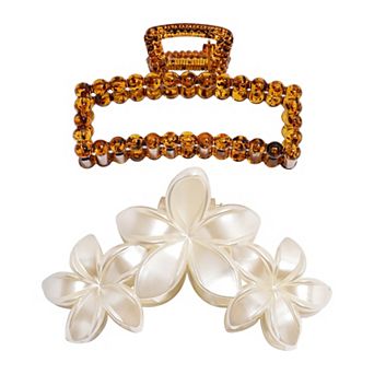 Emberly 2 pc Flower Claw Hair Clip Set