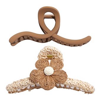 Emberly 2 pc Raffia Wrap Loop Hair Claw Set