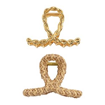Emberly 2 pc Raffia Loop Claw Hair Clip Set