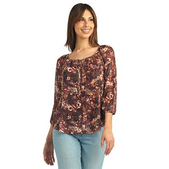 Women's AB Studio Three-Quarter Sleeve Peasant Top