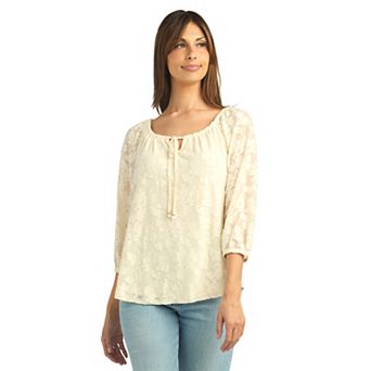 Women’s AB Studio Blousant Sleeve Textured Peasant Top
