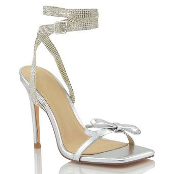 Square Toe Rhinestone Stiletto Sandal