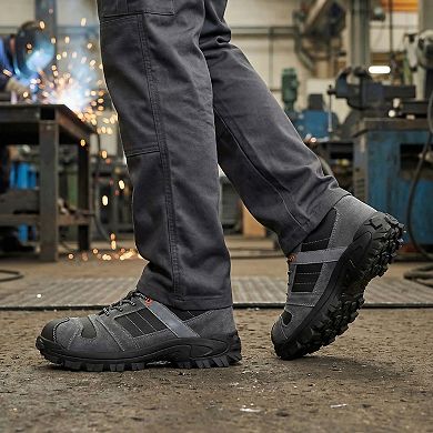 Men's Steel Toe Work Sneakers-Slip Resistant Puncture Resistant Suede Safety Shoes