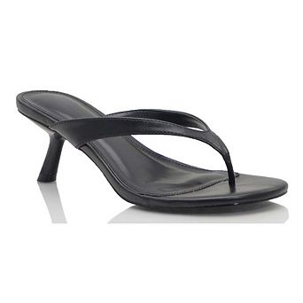 Minimalist Thong Strap Kitten Heel Sandal Slip-On