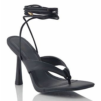Square Toe Wrap Strap Stiletto Heel Sandal