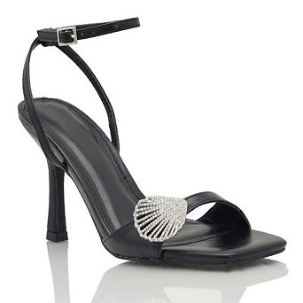 Rhinestone Shell Strap Stiletto Sandal