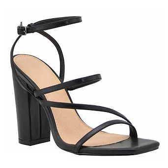 Minimalist Strappy Ankle Strap Block Heel Sandals
