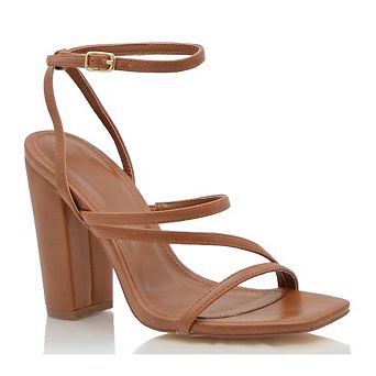 Minimalist Strappy Ankle Strap Block Heel Sandals