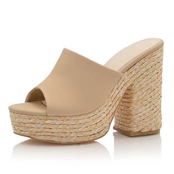 Woven Platform Chunky Heel Sandal
