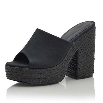 Woven Platform Chunky Heel Sandal