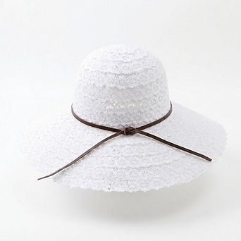 Women Wide Brim Crochet Sun Hat Lightweight Breathable Straw Hat with Chin Strap