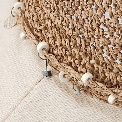 Women Wide Brim Straw Sun Hat Breathable Crochet Summer Hat with Decorative Band