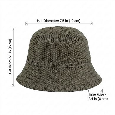 Women's Straw Bucket Hat Lightweight Woven Sun Hat Packable Summer Beach Hat with Breathable Design