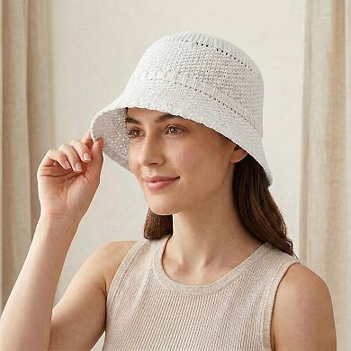 Women's Straw Bucket Hat Lightweight Woven Sun Hat Packable Summer Beach Hat with Breathable Design