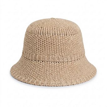 Women's Straw Bucket Hat Lightweight Woven Sun Hat Packable Summer Beach Hat with Breathable Design