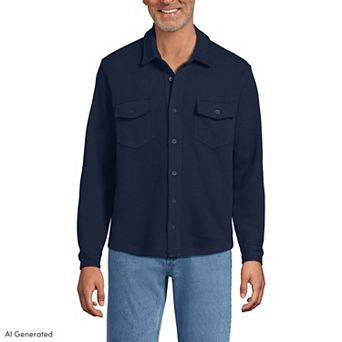 Men's Lands' End Long Sleeve Bedford Button Utility Overshirt
