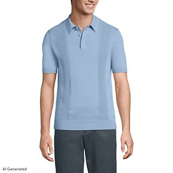 Men's Lands' End Vertical Rib Button Down Sweater Polo