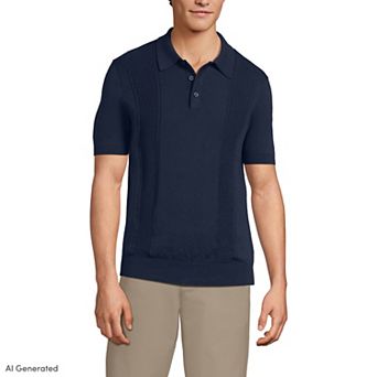 Men's Lands' End Vertical Rib Button Down Sweater Polo