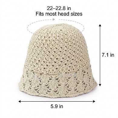 Women Crochet Bucket Hat Lightweight Breathable Summer Sun Hat Wide Brim Beach Hat